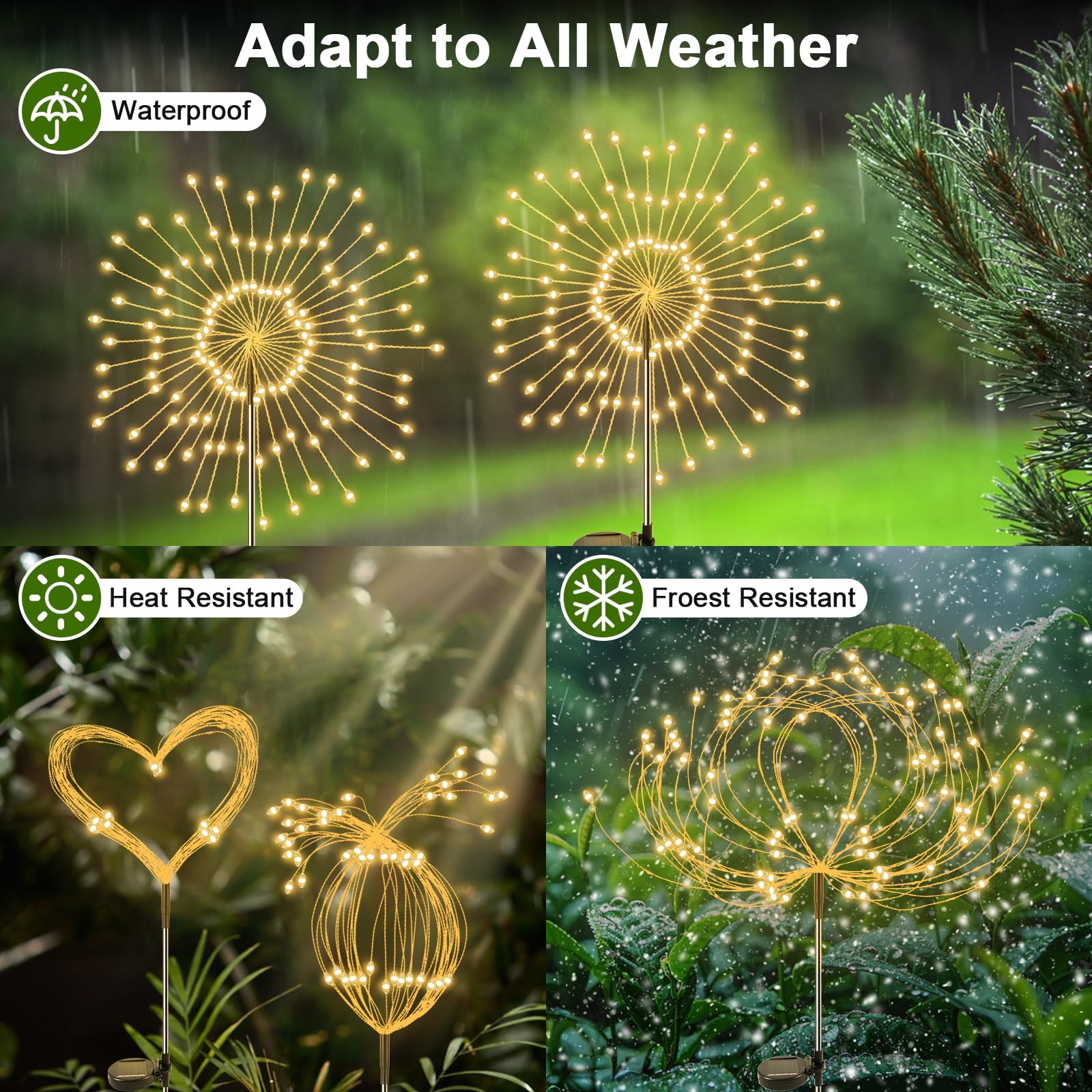 YaaFen Solar Garden Lights IP65 waterproof starburst endure weather for year-round outdoor lighting.
