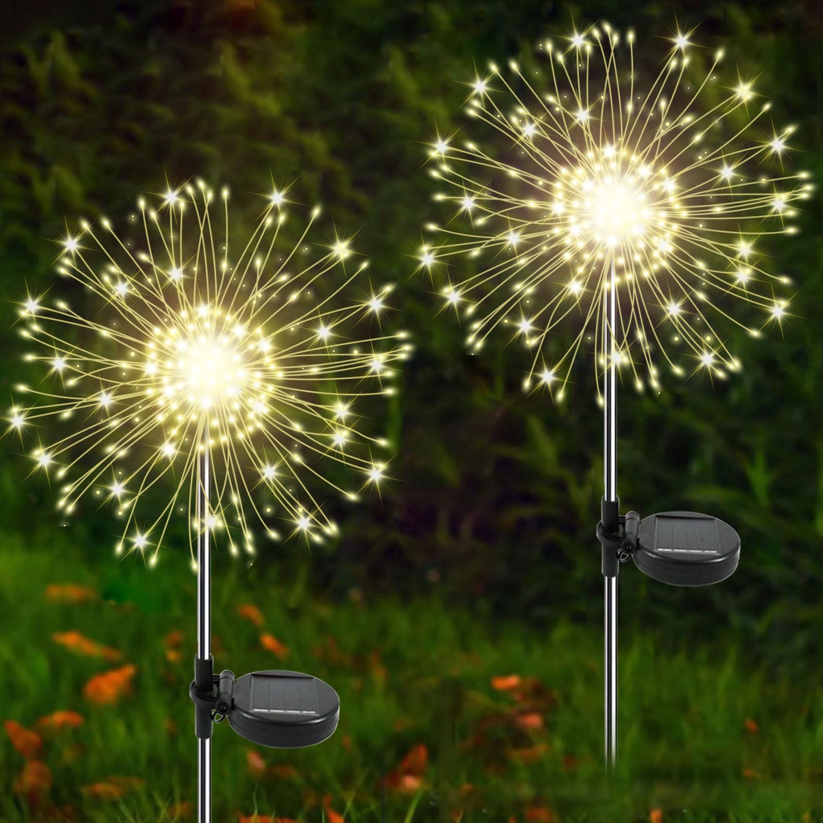 YaaFen Solar Garden Lights twinkling firework glow enhances pathways with festive ambiance.