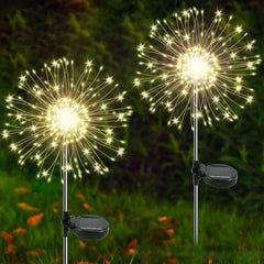 YaaFen Solar Garden Lights twinkling firework glow enhances pathways with festive ambiance.
