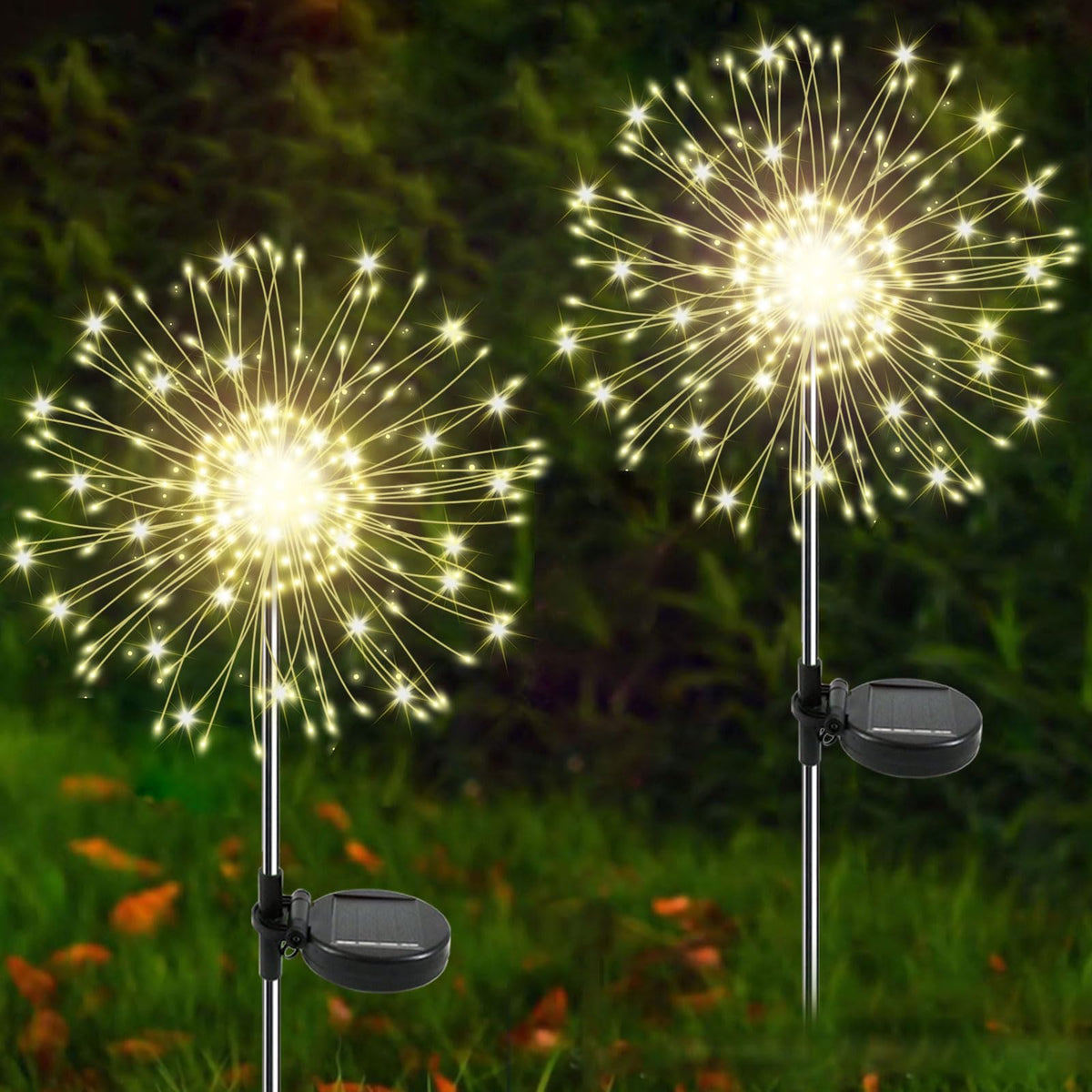 YaaFen Solar Garden Lights twinkling firework glow enhances pathways with festive ambiance.