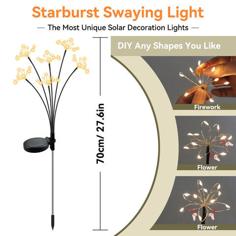 Yaafen starburst light on patio provides warm walkway lighting