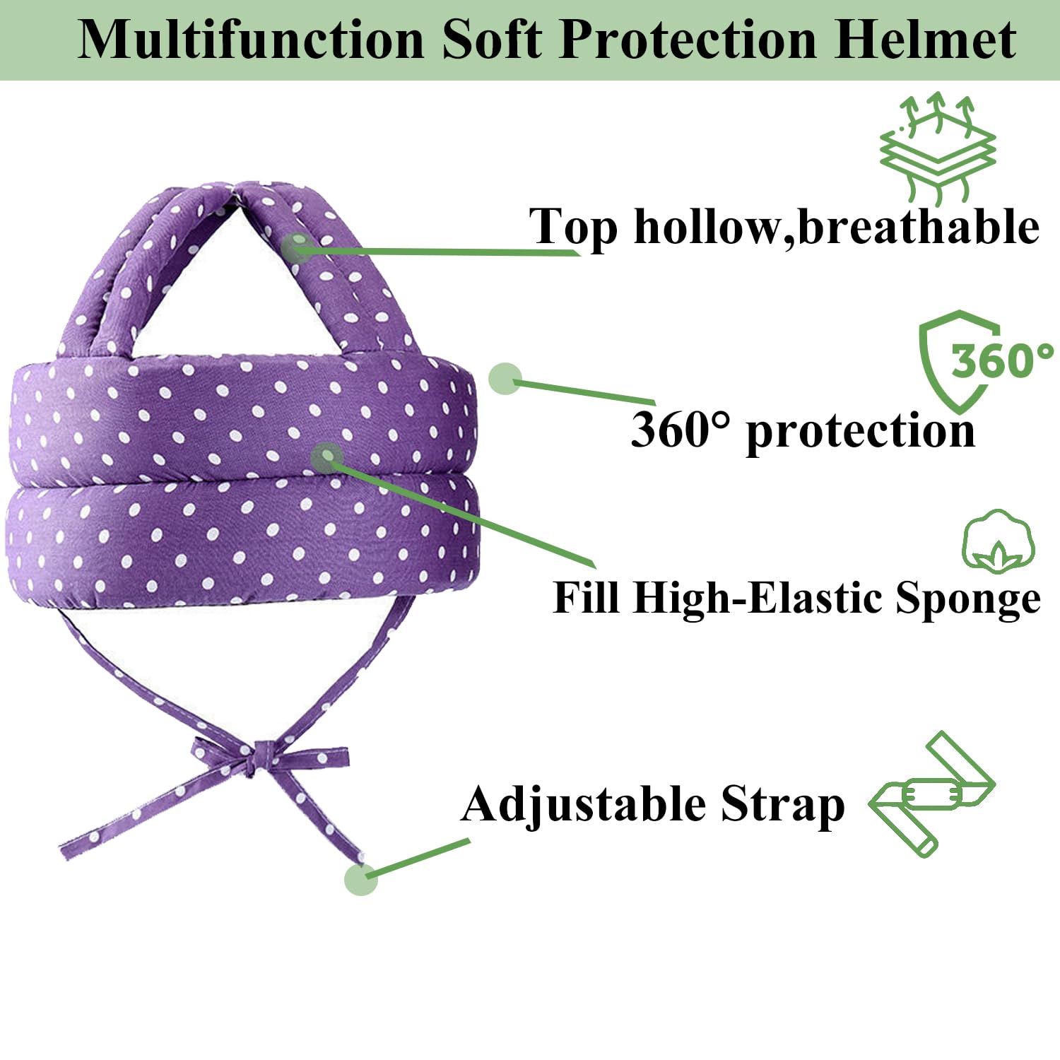 YABOYUGO elderly fall helmet purple side view shows adjustable strap ease of use