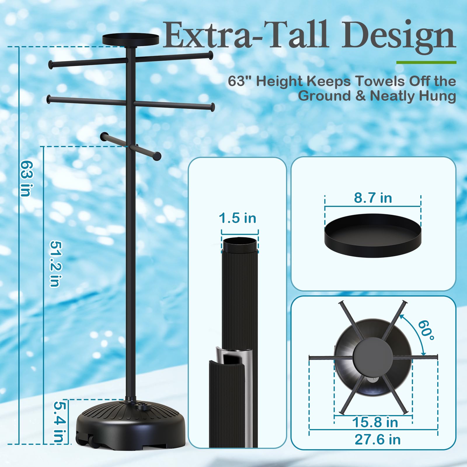 YACONA pool towel rack complements modern backyard aesthetics and durable outdoor use.