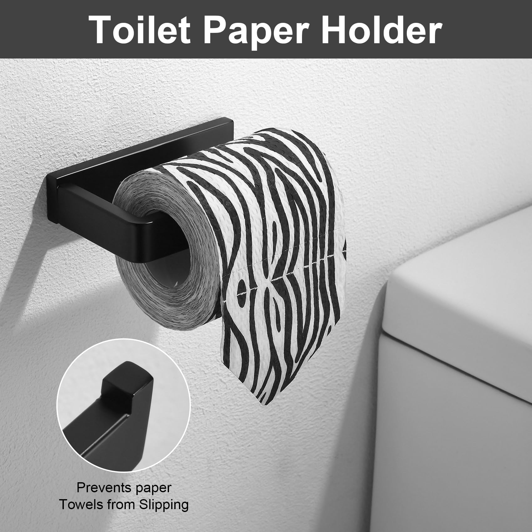 YACVCL matte black bathroom hooks for versatile hanging options.