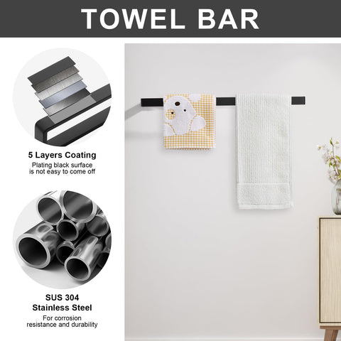 YACVCL matte black toilet paper holder keeps essentials within easy reach.