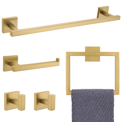 YACVCL towel bar set in brushed gold, 23.6 inch, wall-mounted to save space