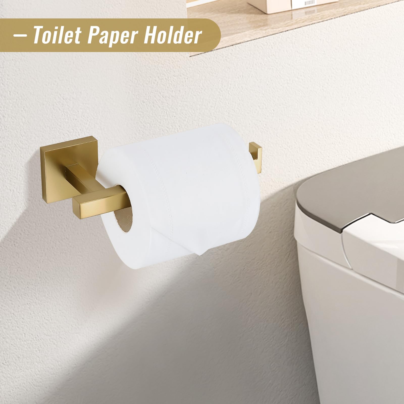 YACVCL wall-mounted bathroom set in brushed gold, cohesive luxury for any bath
