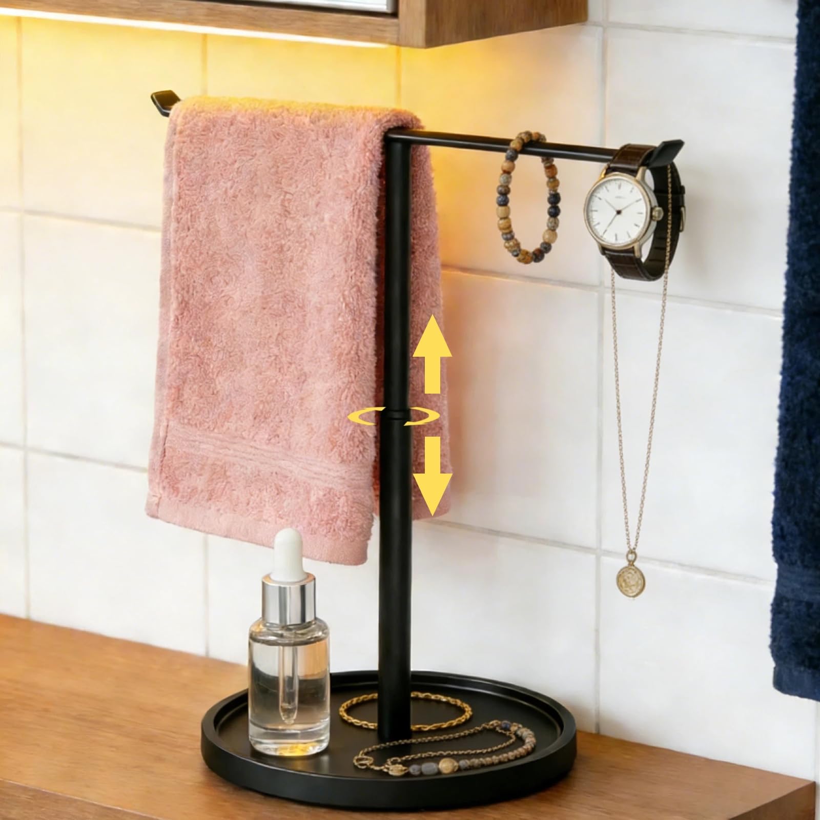 YAFAOCE towel rack bathroom stand with wide base keeps towels stable and accessible.