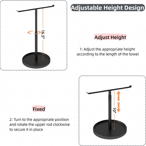 YAFAOCE adjustable-height towel rack shows smooth height adjustment.