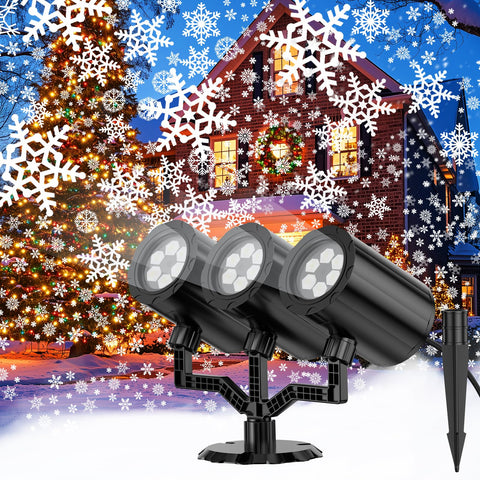 YAGOPAL Christmas Snowflake Projector 360° maps festive snowflakes across your yard.