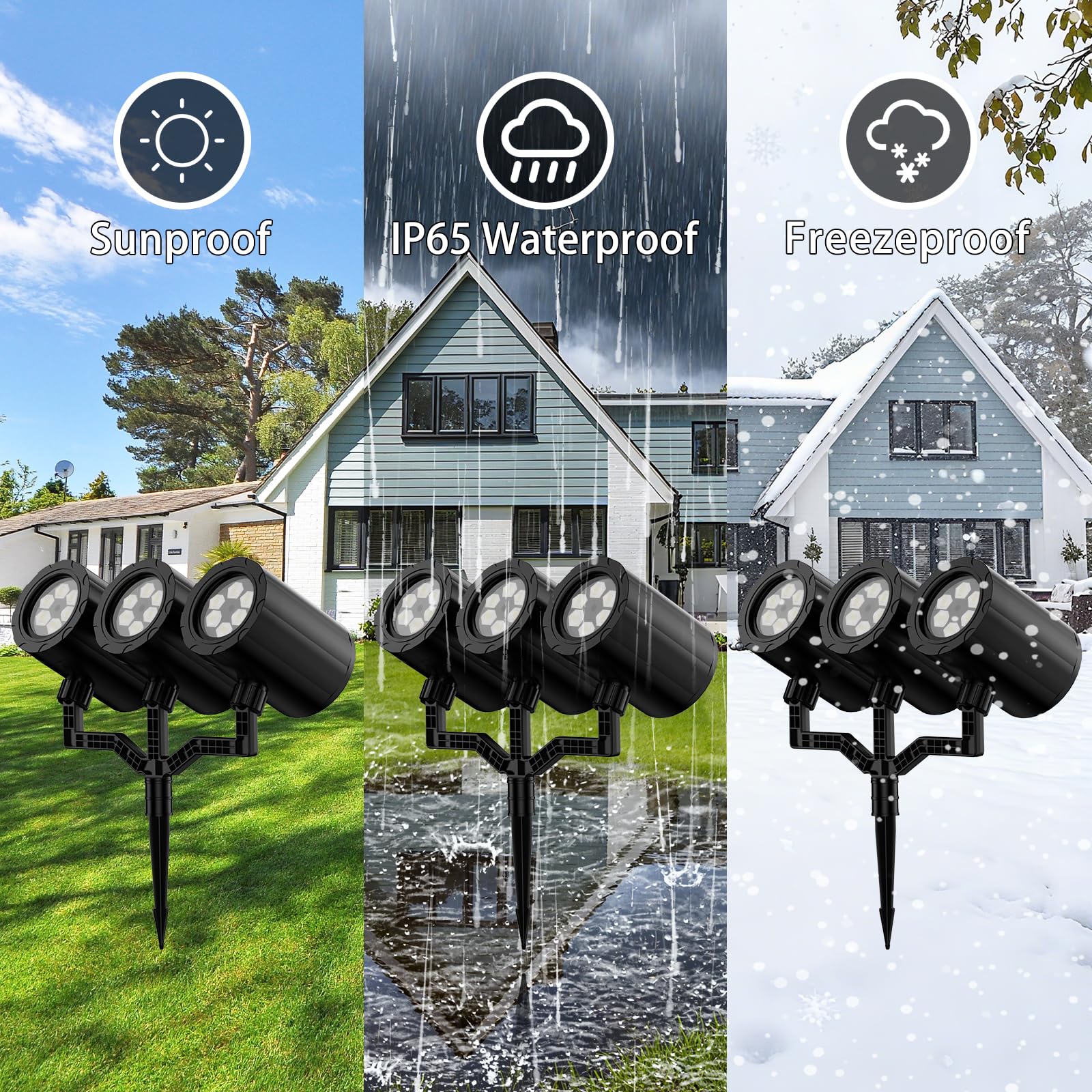 YAGOPAL garden snowflake projector stands securely for easy set-up.