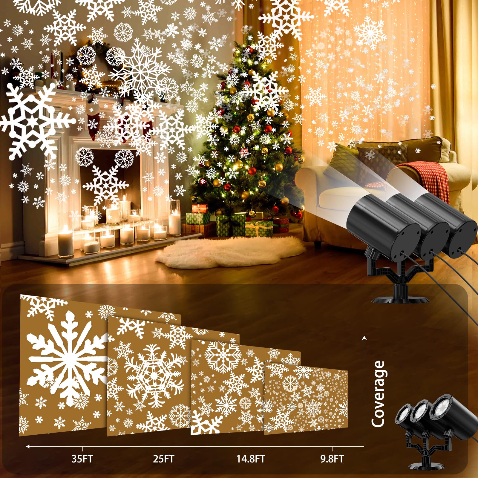 YAGOPAL rotating snowflake projector offers adjustable direction and angle.