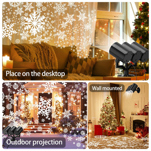 YAGOPAL three-head snowflake light brightens large outdoor spaces with wide coverage.