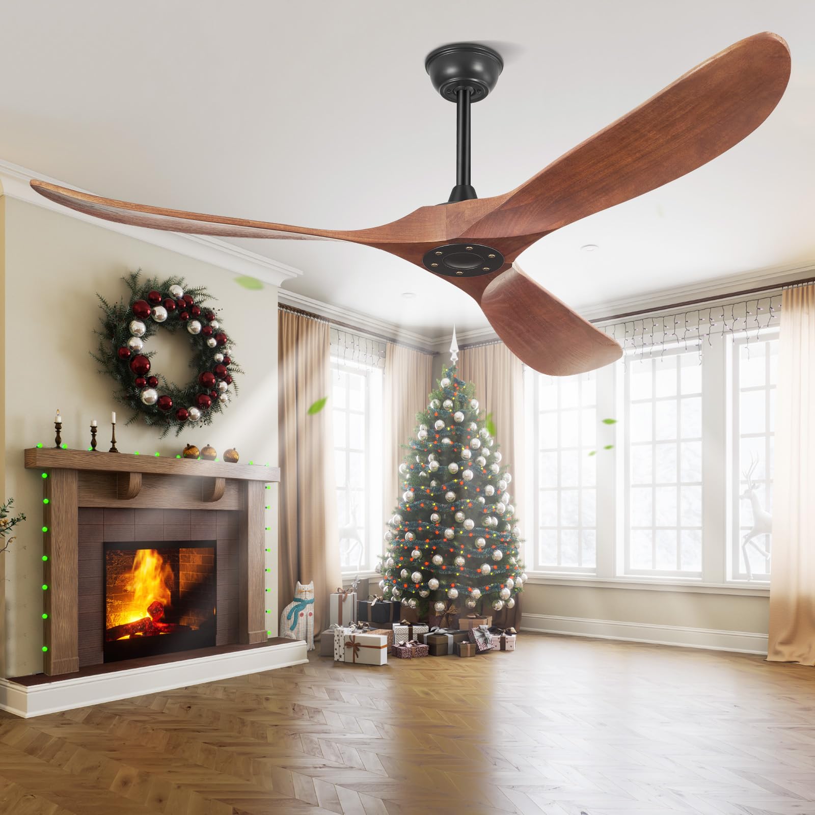 Yahada 52-inch no-light ceiling fan for indoor and outdoor spaces, energy efficient airflow.