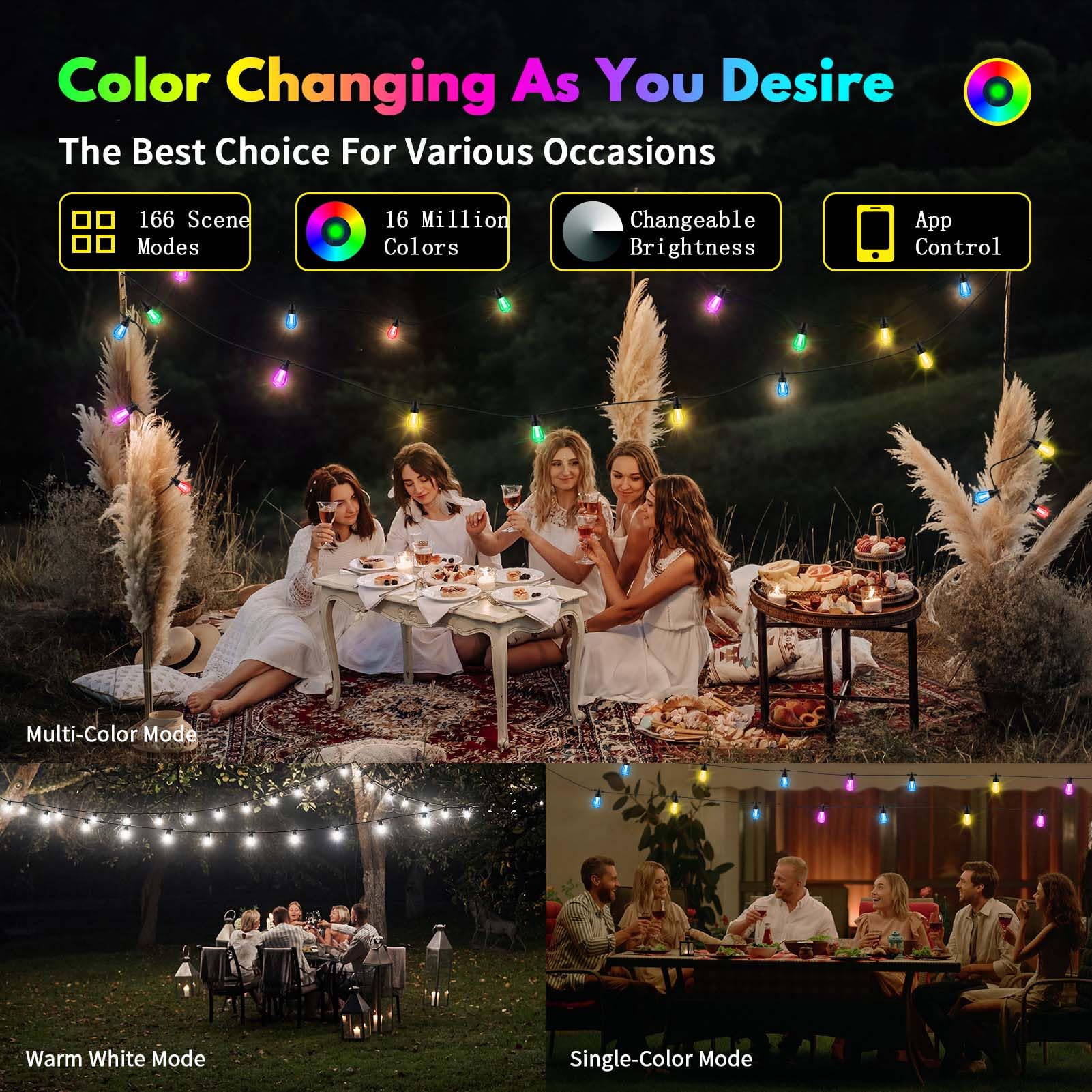 YAIYAN 20-dimmable RGBW bulbs offer customizable brightness and tone
