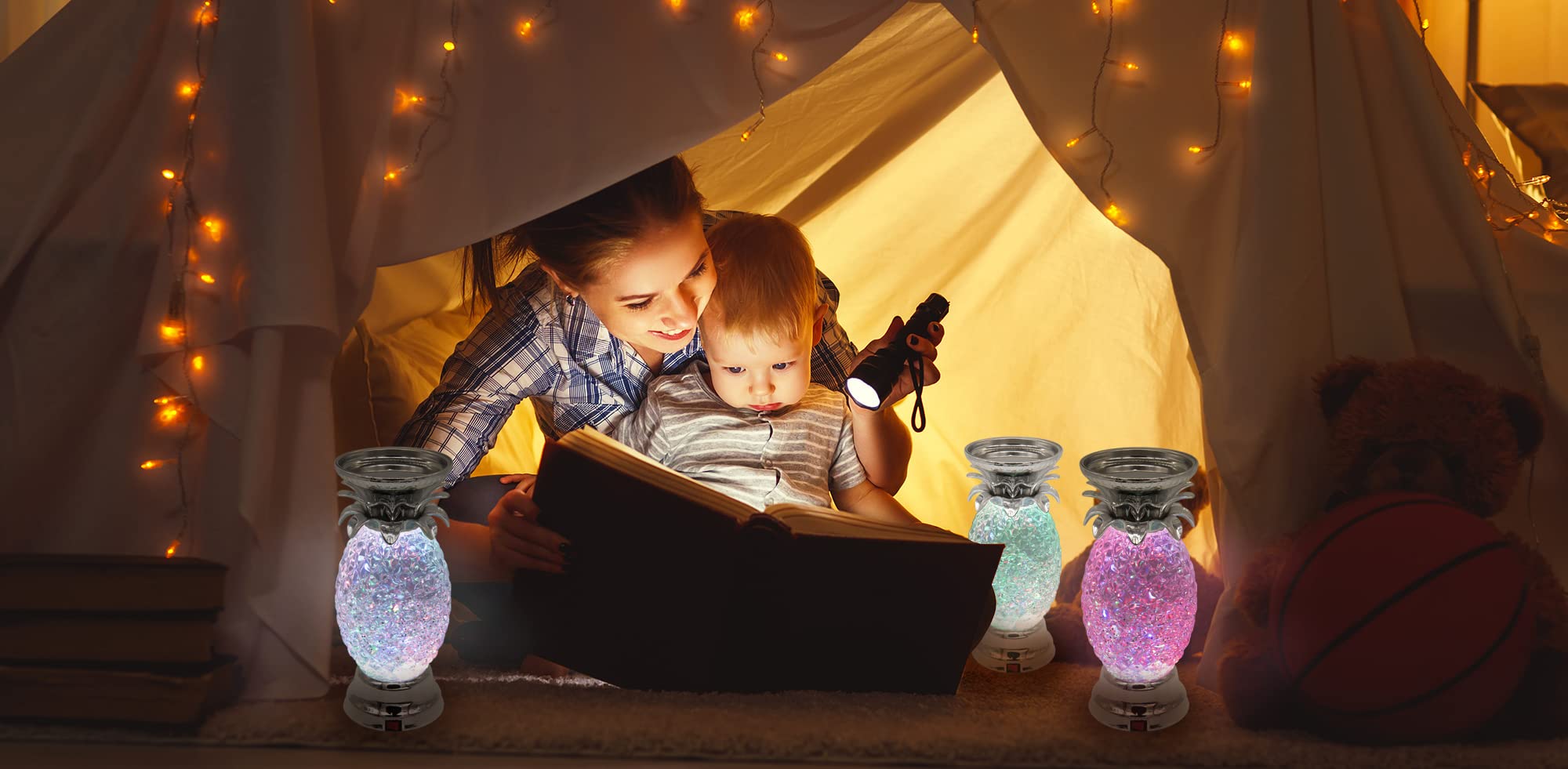 YAKii pineapple LED lamp creates cozy room ambience and color