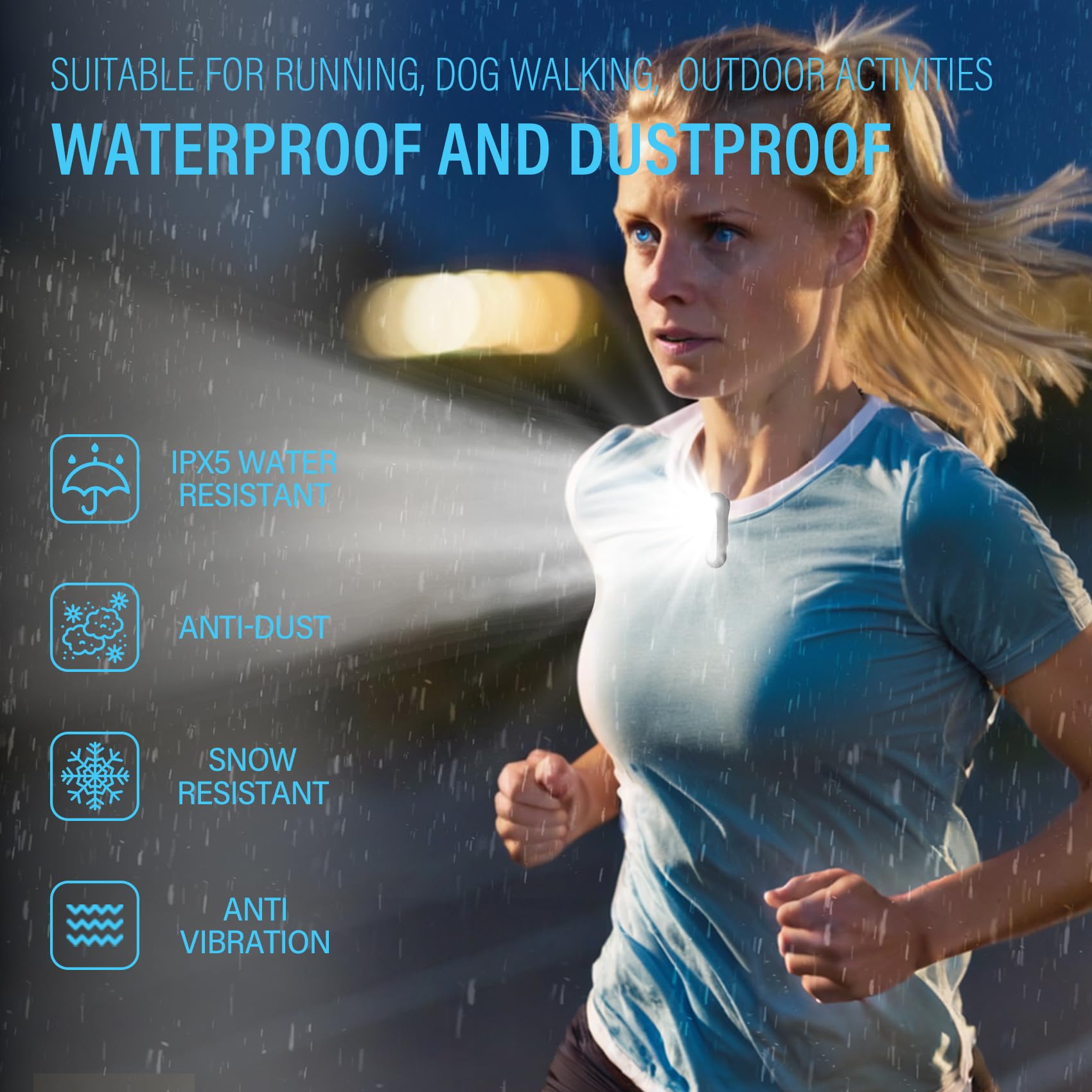 Yaklim 0.7 oz walking light held for late-night safety.