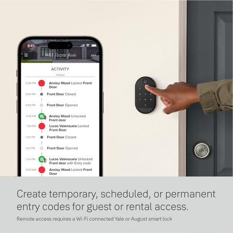 Yale Access app notifications on a phone for real-time entry updates.