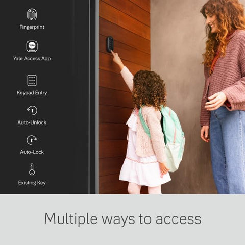 Fingerprint unlock on Yale Approach lock offering key-free entry.