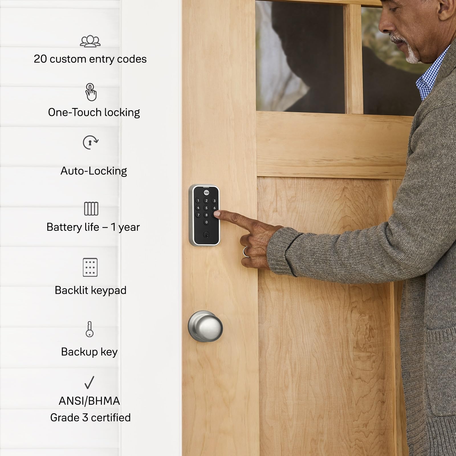 Yale Code code-management stores up to 20 codes for guests.