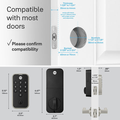 Yale Code sleek low-profile design enhances door aesthetics.