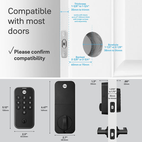 Sleek, low-profile Yale Code design complements modern doors.