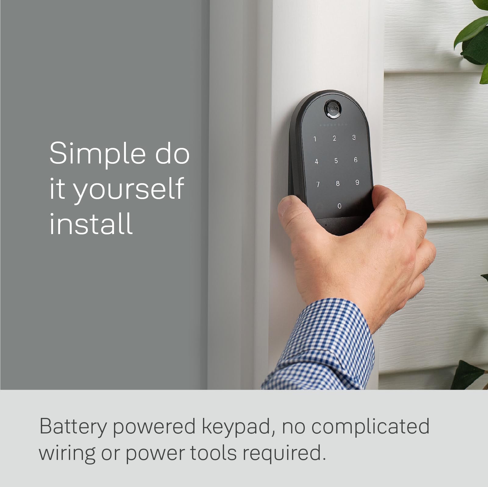 Adhesive mounting pad included for renter-friendly Yale Keypad installation.