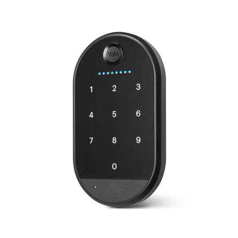 Yale Keypad mounted on wall for convenient, code-based entry.