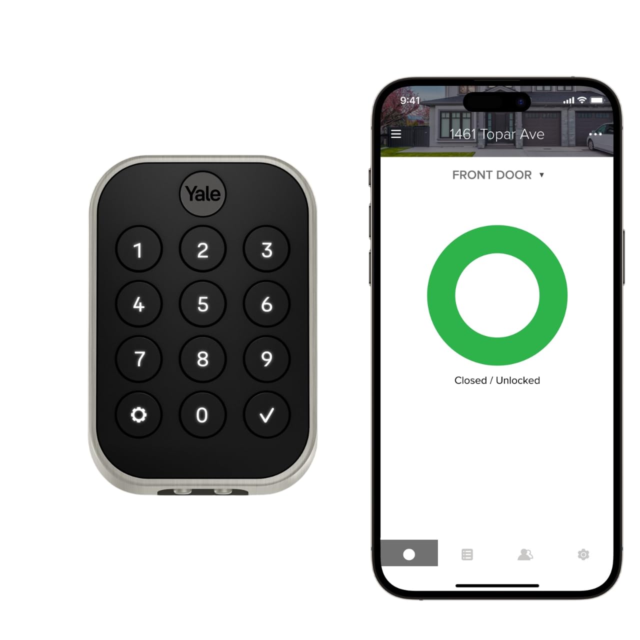 Yale Security Assure Lock 2 with Wi-Fi keypad on the front door for easy access.