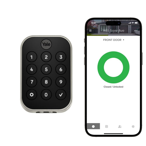 Yale Security Assure Lock 2 with Wi-Fi keypad on the front door for easy access.