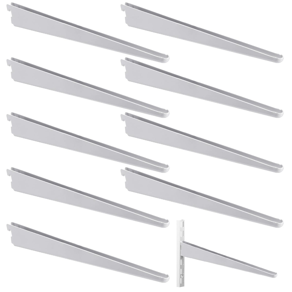 Yalikop 10-pack adjustable shelf brackets in white for 14.5-inch shelves, ready for sturdy storage