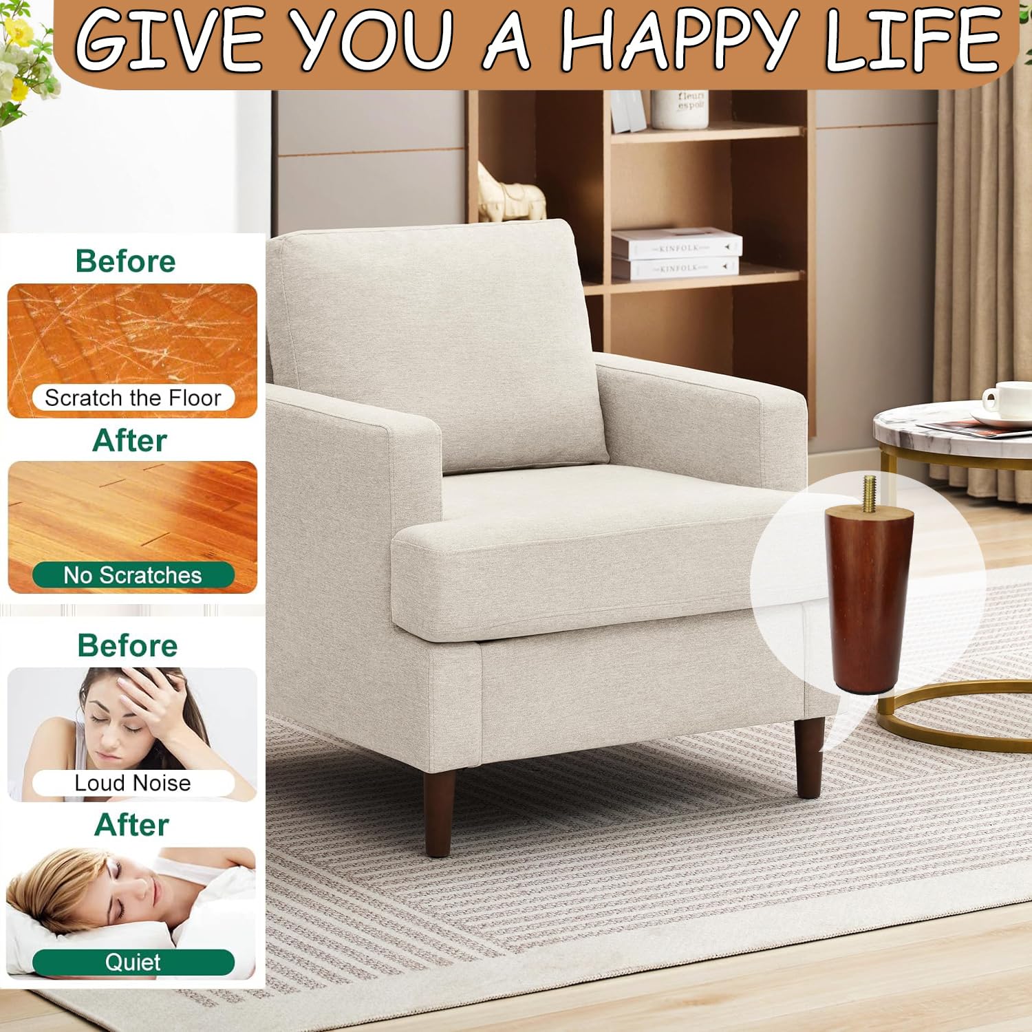 Yaliuliu retro-modern design wood legs blending with decor