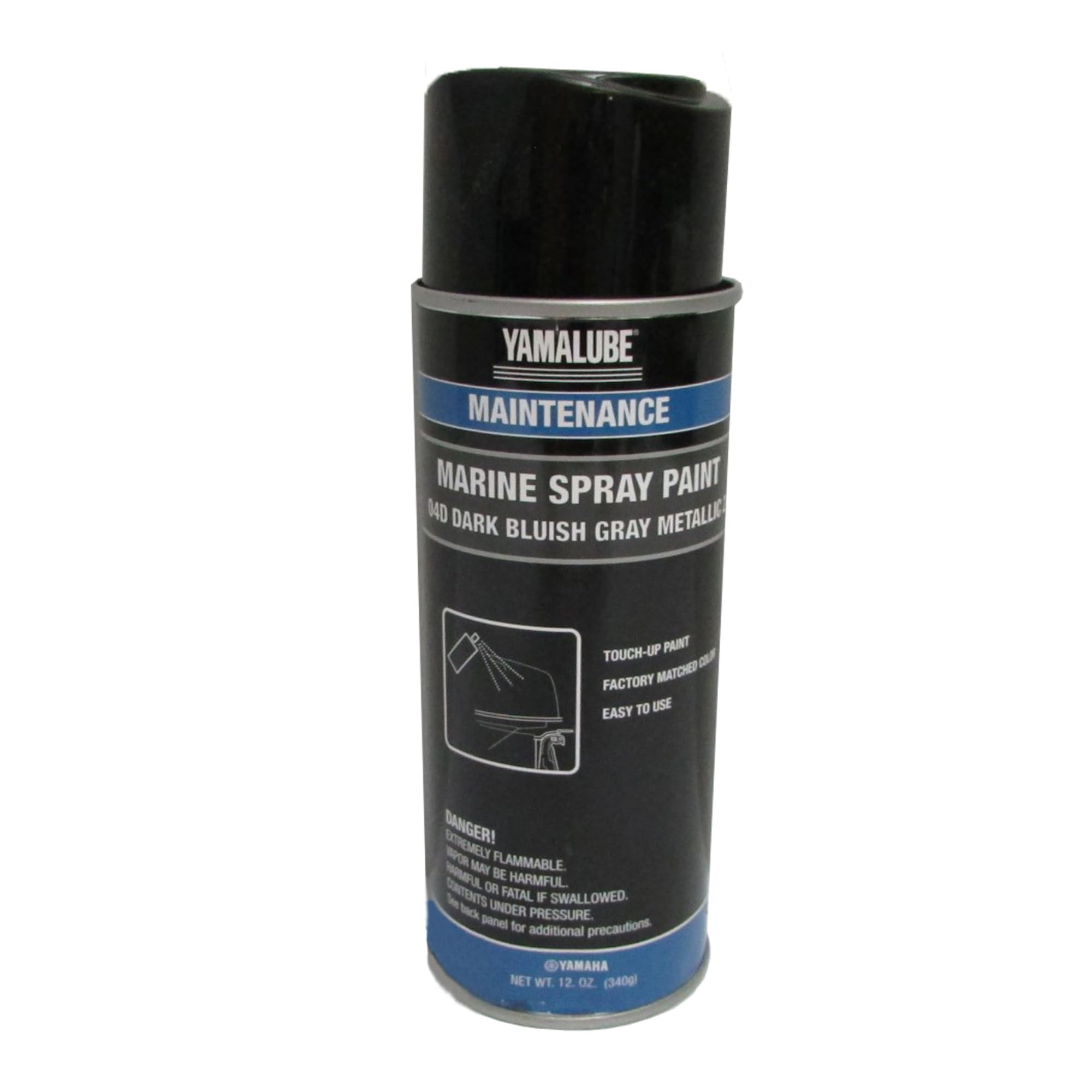 Yamaha Yamalube Marine spray paint can in dark bluish grey metallic for boat touch-ups