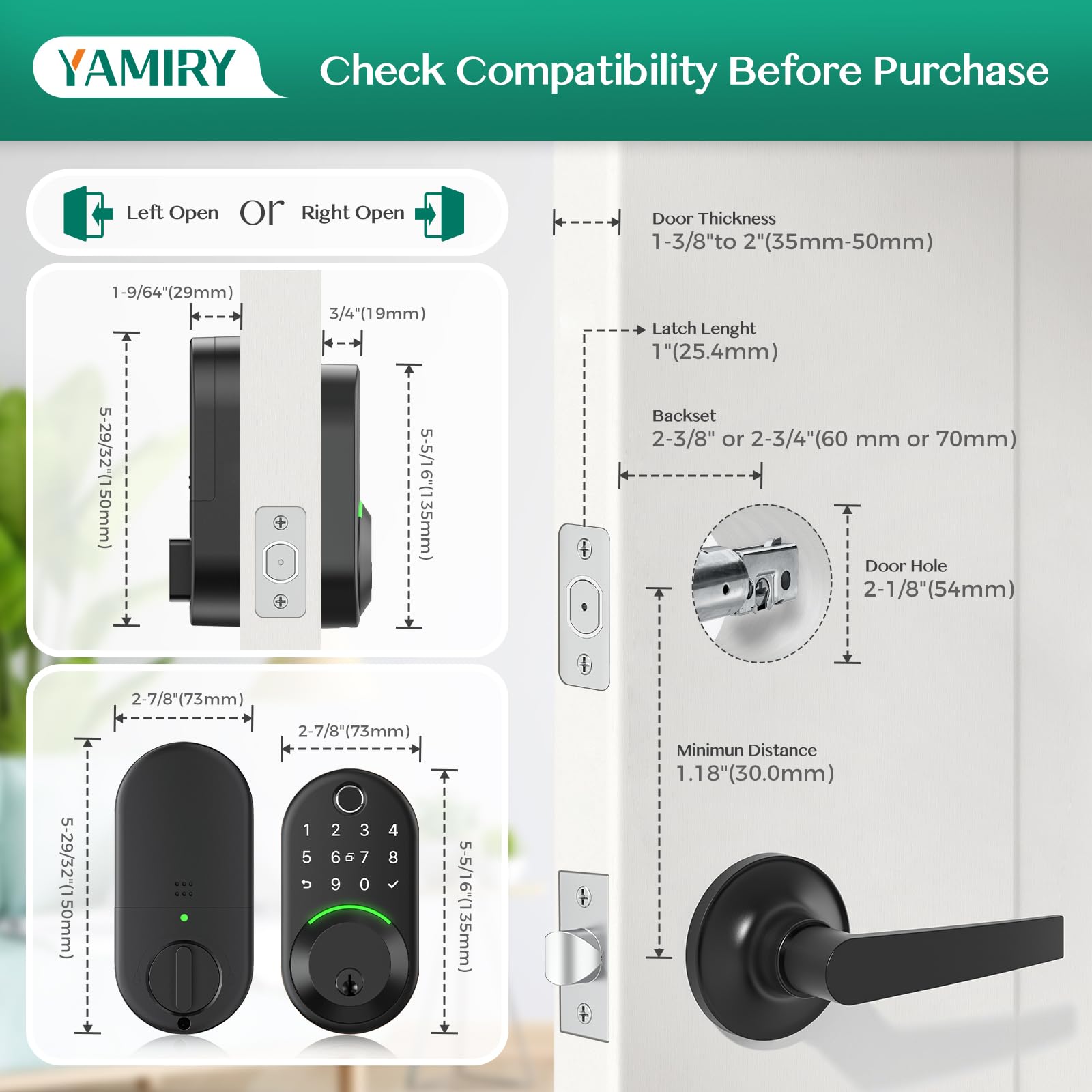 Yamiry easy-installation illustration showing screwdriver-based, no-drill setup