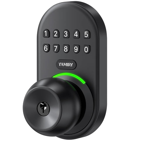 Yamiry keypad smart door knob lock front view for secure entry