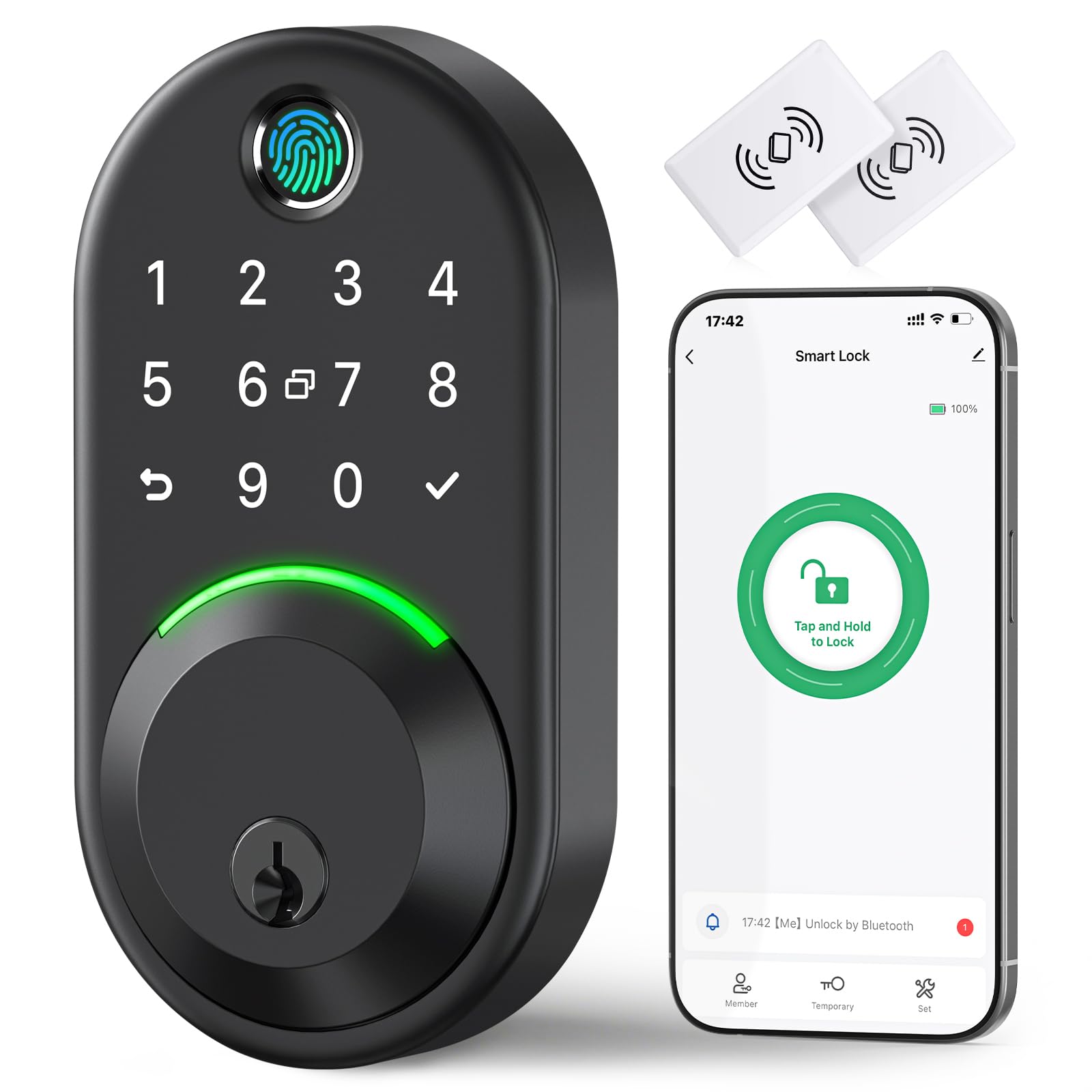 Yamiry Smart Deadbolt with Keypad on a front door for secure entry