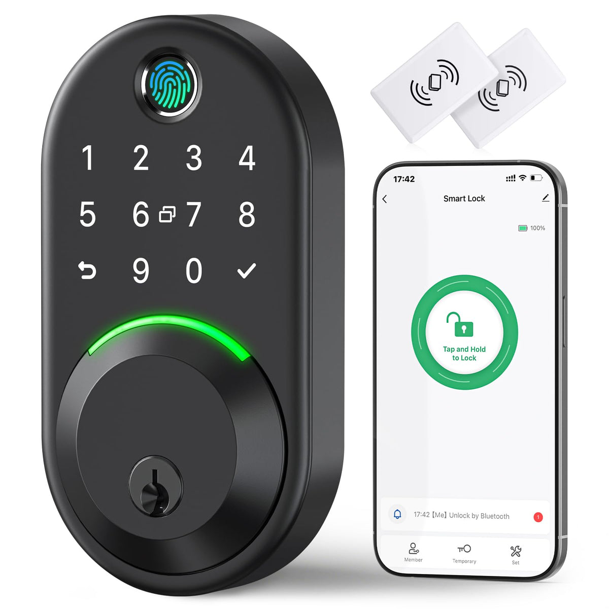 Yamiry Smart Deadbolt with Keypad on a front door for secure entry