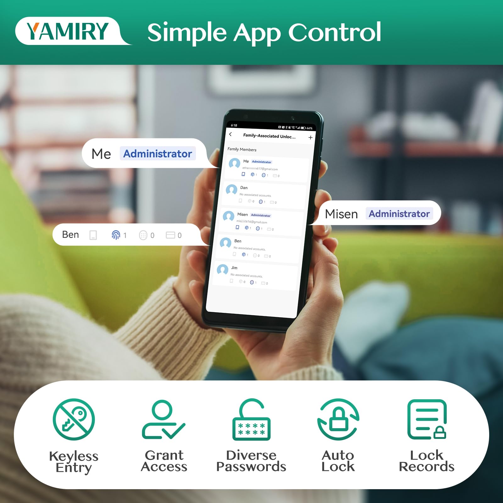 Yamiry keypad with voice control via Alexa or Google Assistant