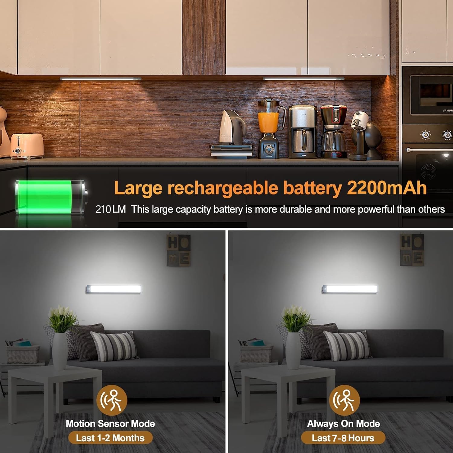 YANEGRT 12.5-inch LED strip provides even brightness with auto-off detection.