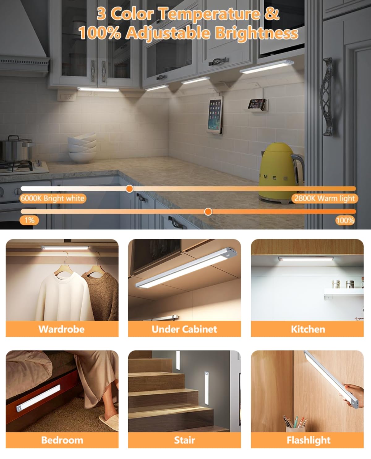 YANEGRT rechargeable LED light for fast, tool-free installation on metal or non-metal surfaces.
