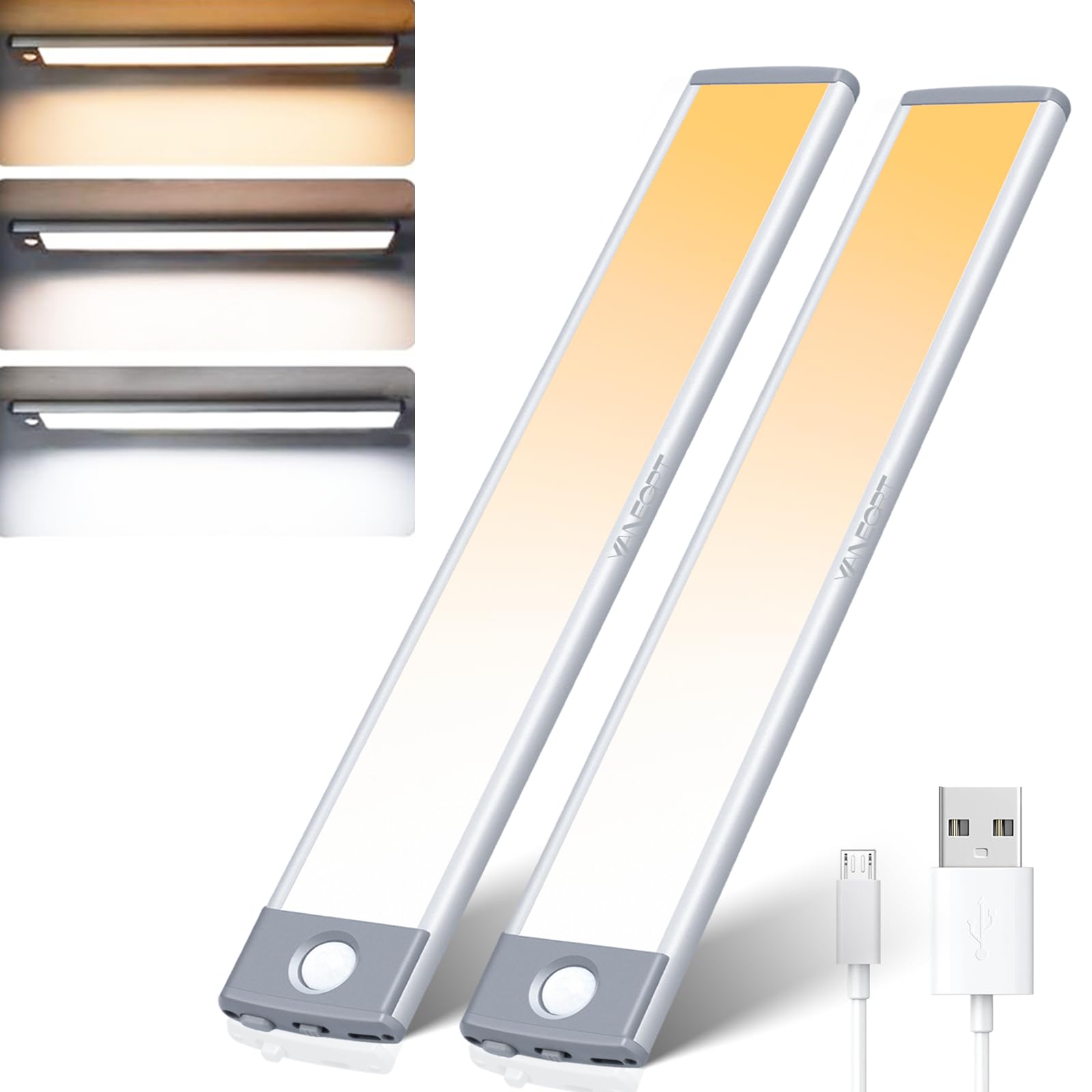 YANEGRT under cabinet light with motion sensor illuminates kitchen countertops hands-free.
