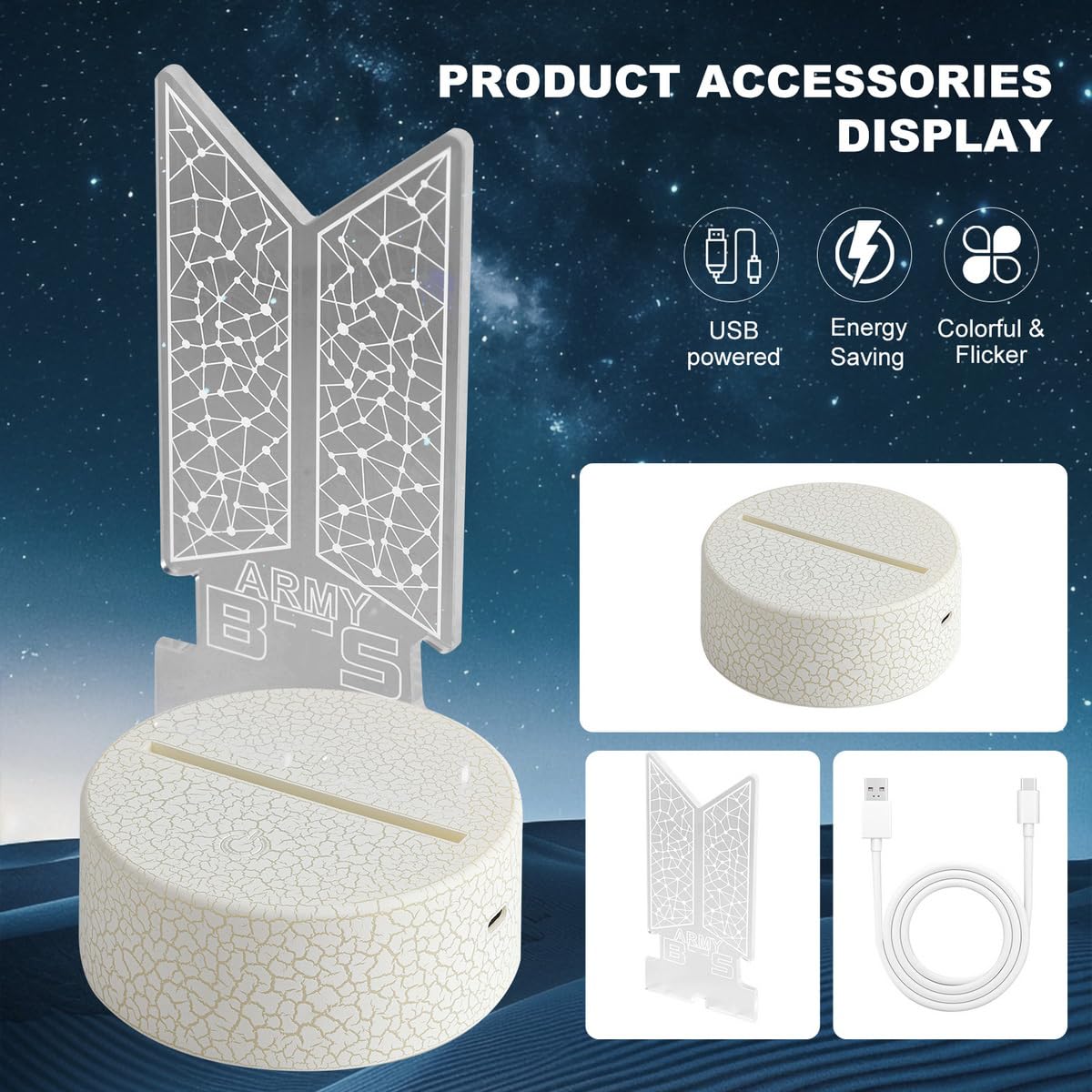 YANENG Bangtan Boys night light shows 16 colors for versatile mood lighting.