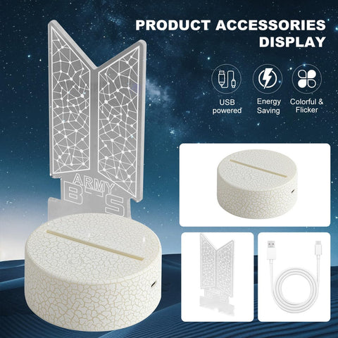 YANENG Bangtan Boys night light shows 16 colors for versatile mood lighting.