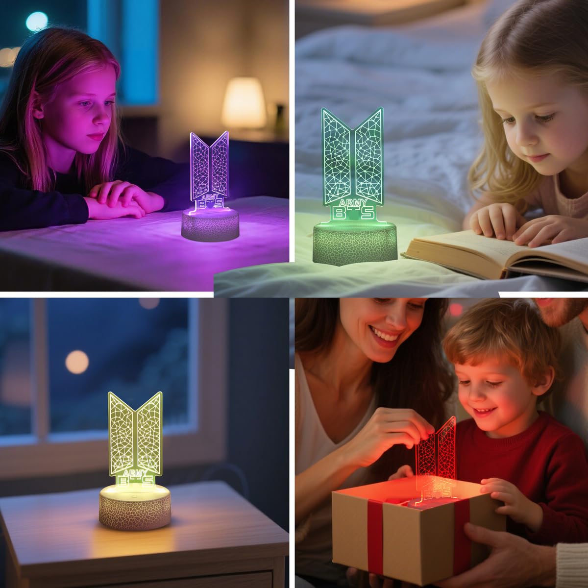 YANENG Bangtan Boys night light ABS base and acrylic sheet offer sturdy daily use.