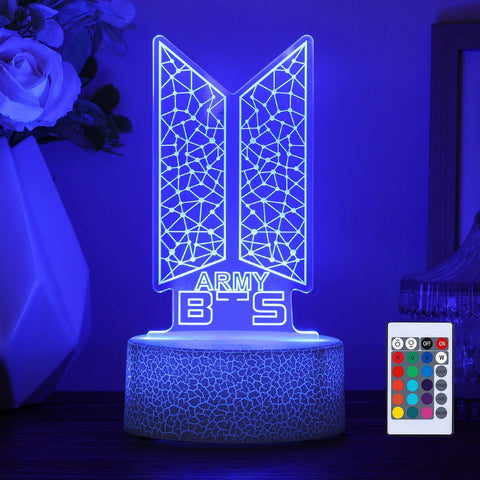 YANENG Bangtan Boys night light front view with acrylic glow for cozy bedside ambiance.