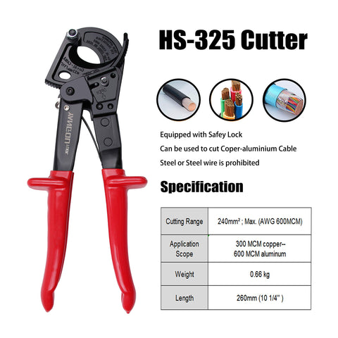 Yangoutool ratchet cable cutter cutting aluminum wire smoothly