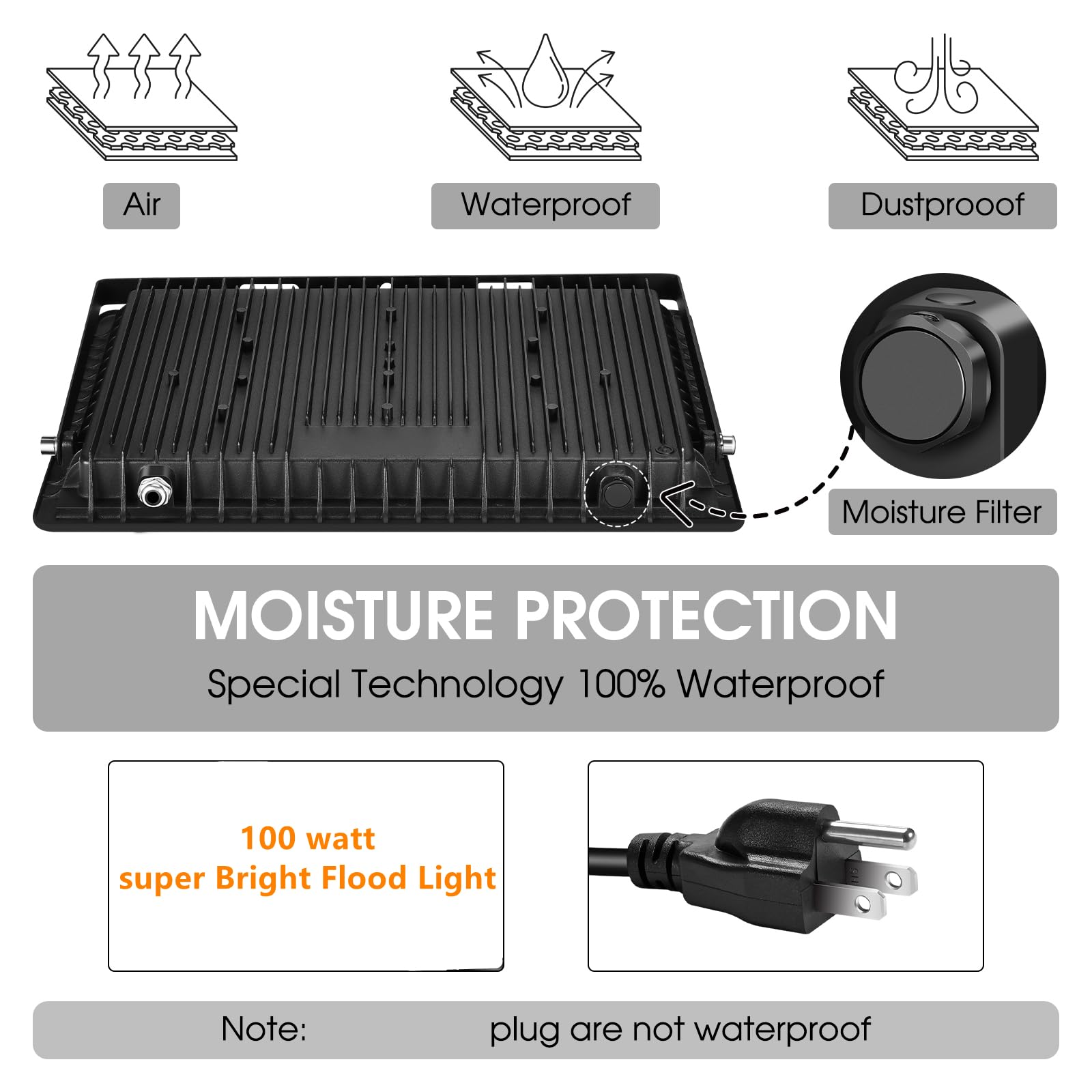 YANYCN 11600 lumen output delivers high-brightness security lighting.