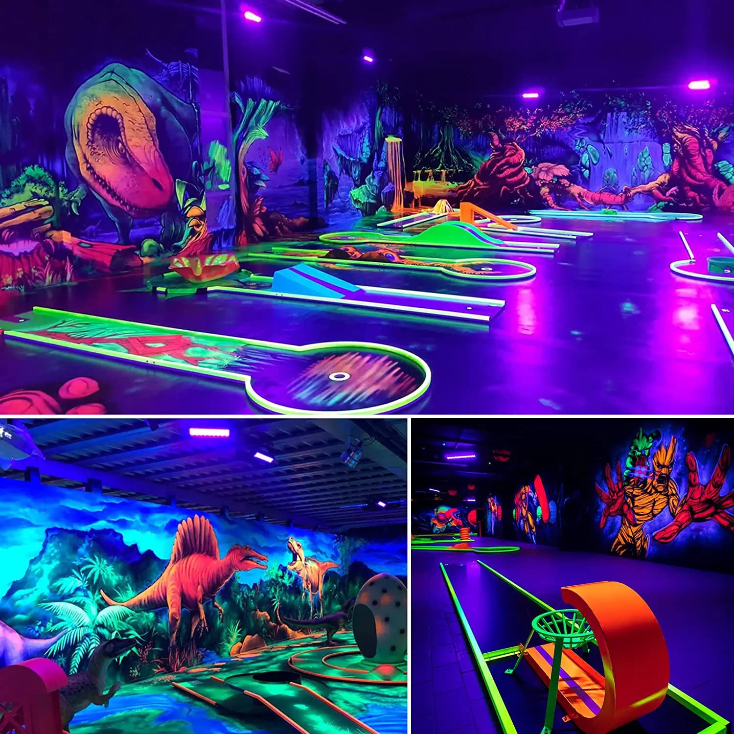 YANYCN glow with fluorescent paints and dyes in dim room.