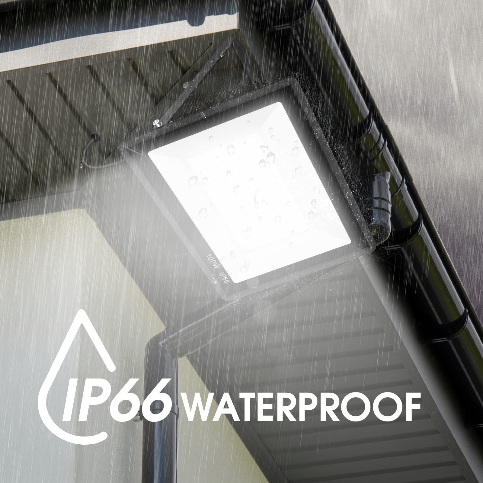 YANYCN outdoor IP66 flood light protects against rain and dust.