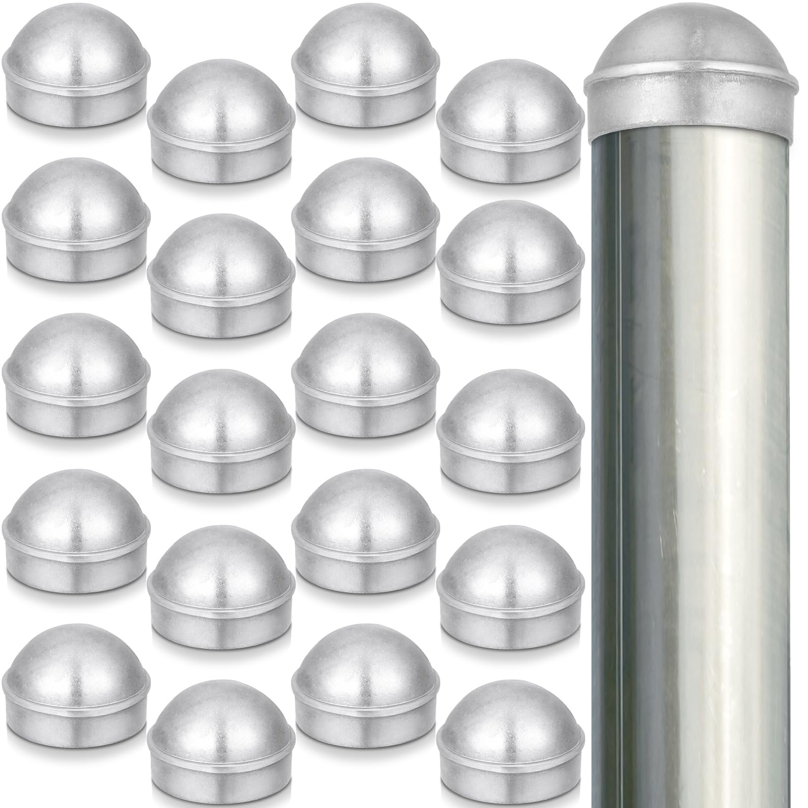 Yaocom post cap round dome for 2-3/8 in posts provides outdoor fence protection.